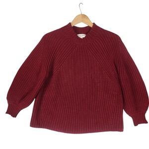 Apiece Apart Sweater Womens XS Chipotle Red Eco Nueva Merel Puff Sleeve Boxy Fit